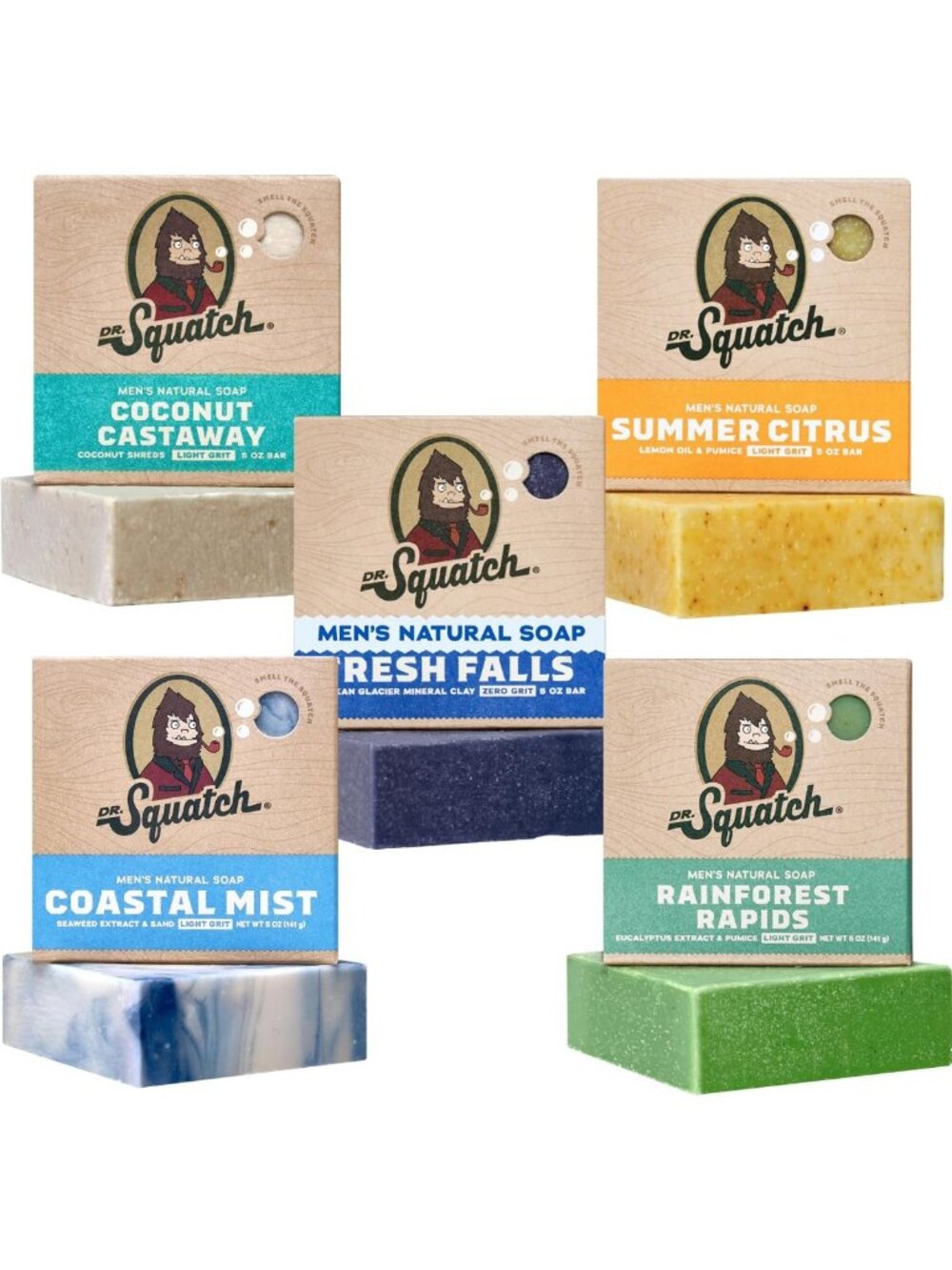 Natural Men's Bar Soap - Cold Process Body Soap with Essential Oils - 5-Pack